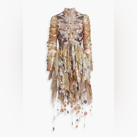 ZIMMERMANN Cosmic handkerchief Printed Chiffon Dress NWT - Picture 2 of 14
